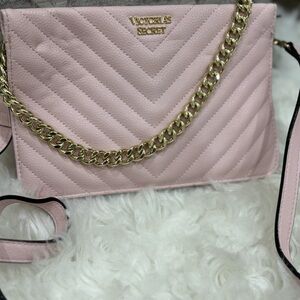 Victoria's Secret Light Pink Chevron Crossbody Bag